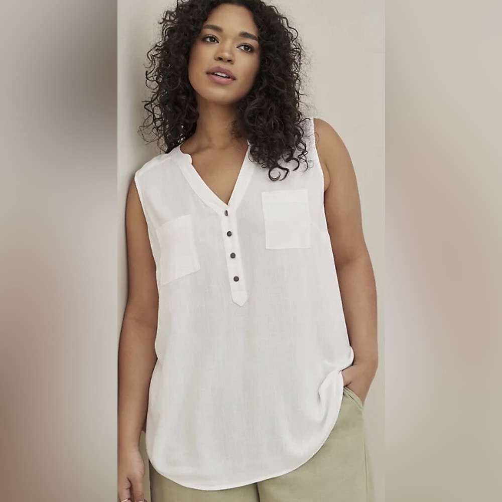 Torrid Harper Rayon Slub Pullover Sleeveless Top White